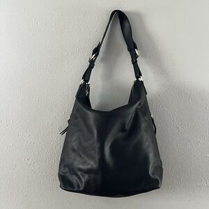 Banana Republic Factory Black Synthetic Leather Hobo Shoulder Bag Minimalist
